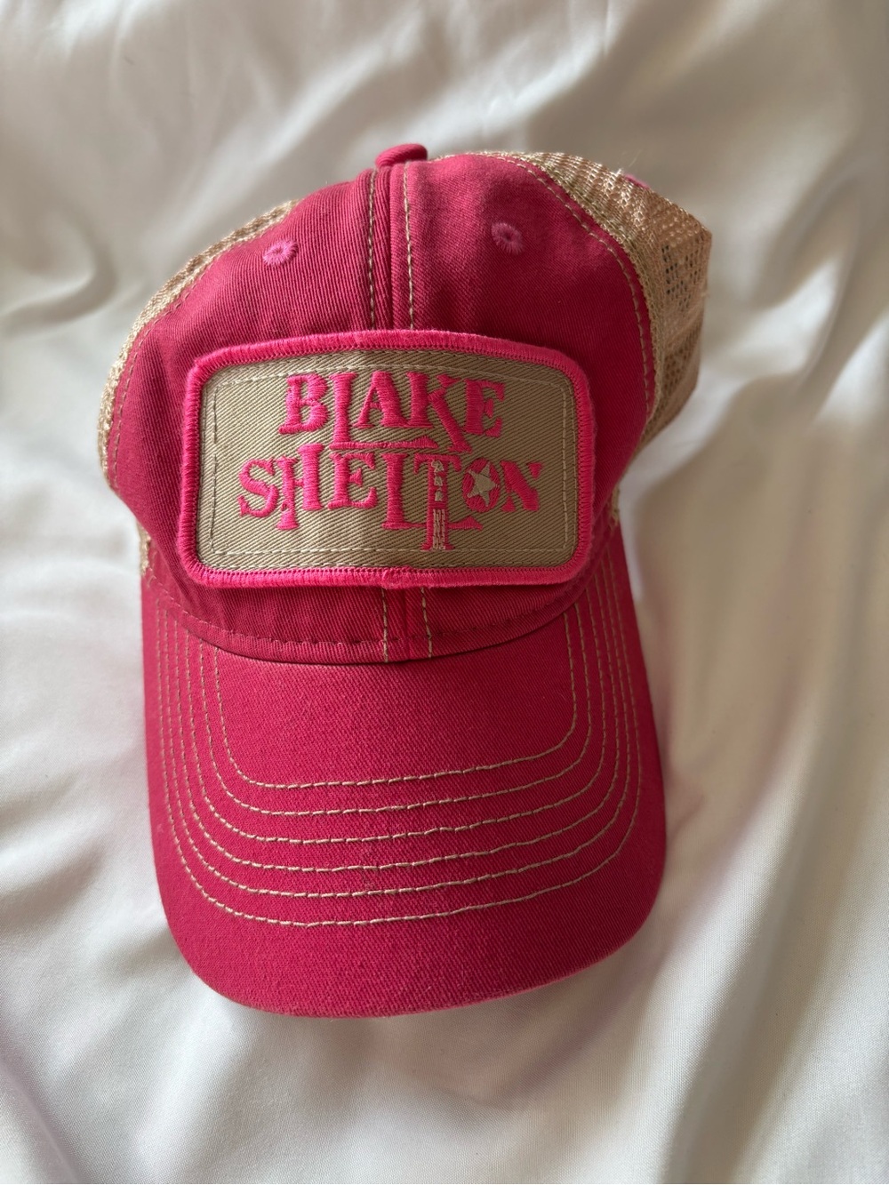 Legacy Hot Pink and Tan Blake Shelton Patch Trucker Hat